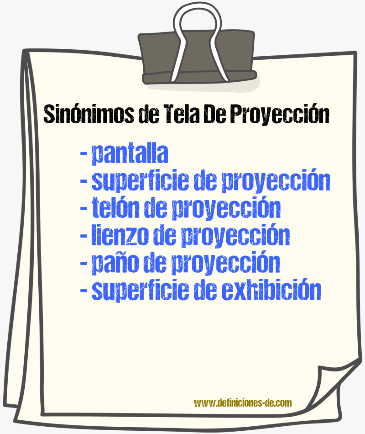 Sinónimos de tela de proyección