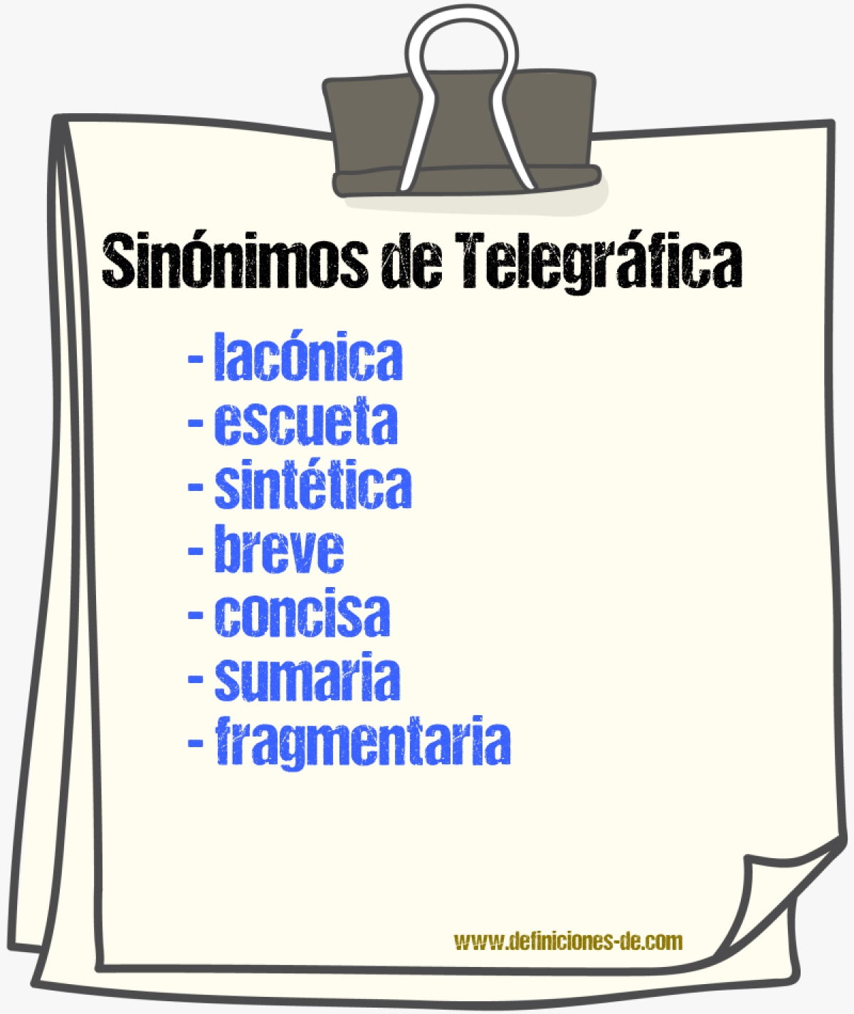 Sinónimos de telegráfica