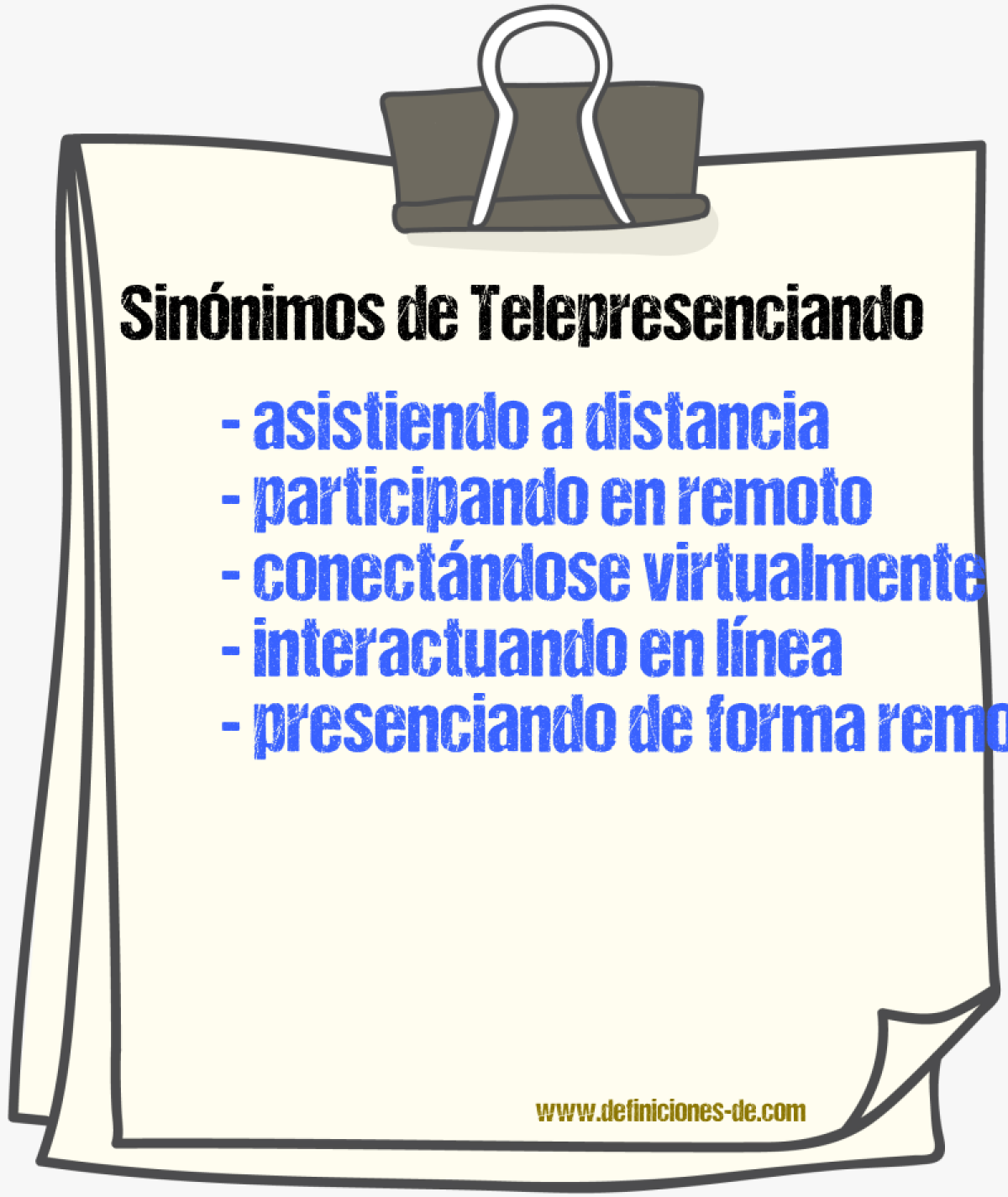 Sinónimos de telepresenciando