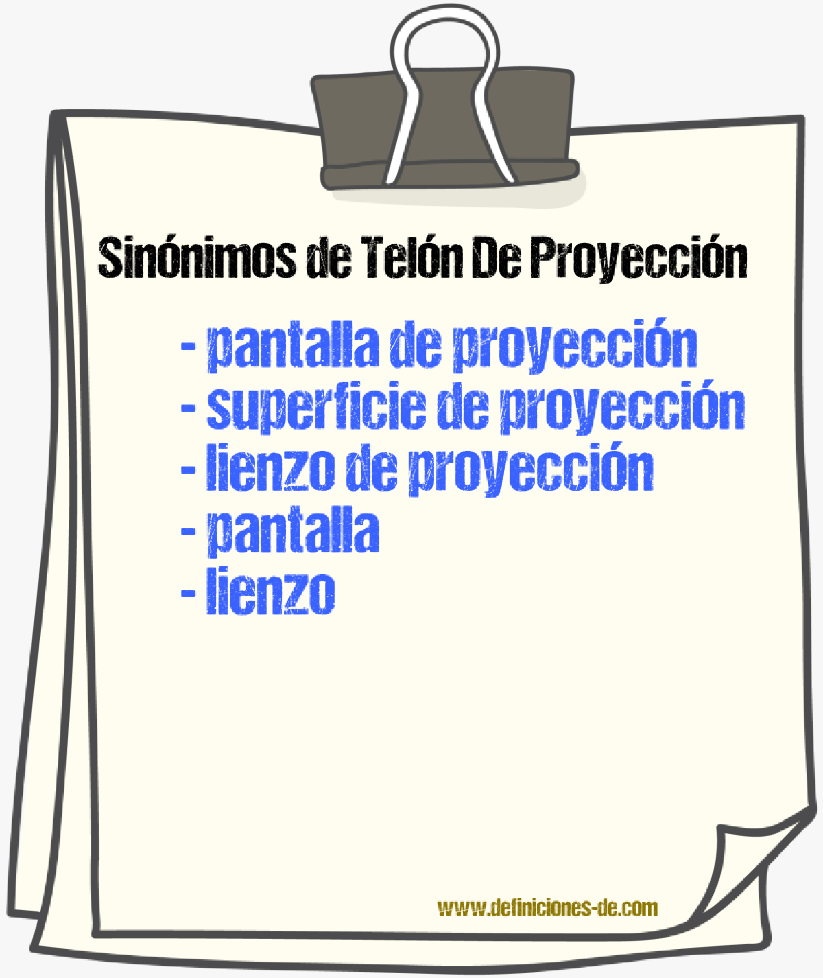 Sinónimos de telón de proyección