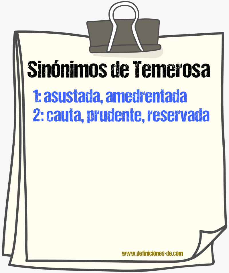 Sinónimos de temerosa