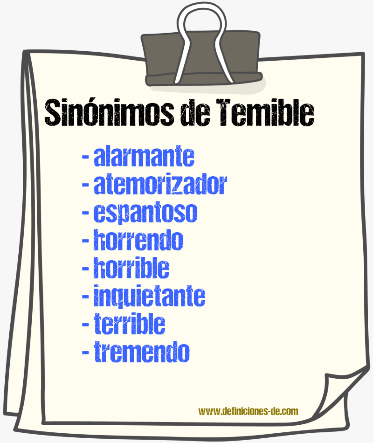 Sinnimos de temible