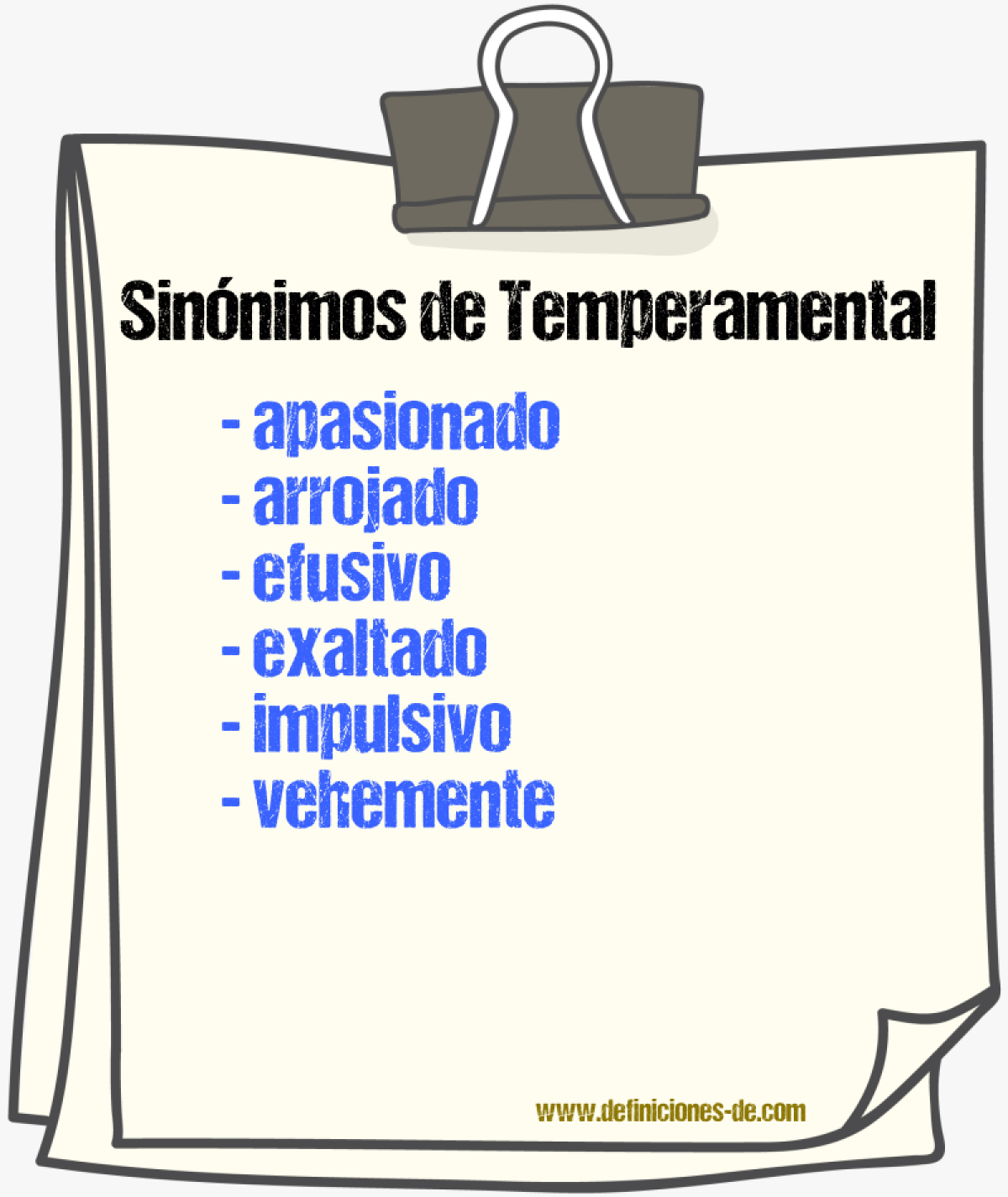 Sinnimos de temperamental