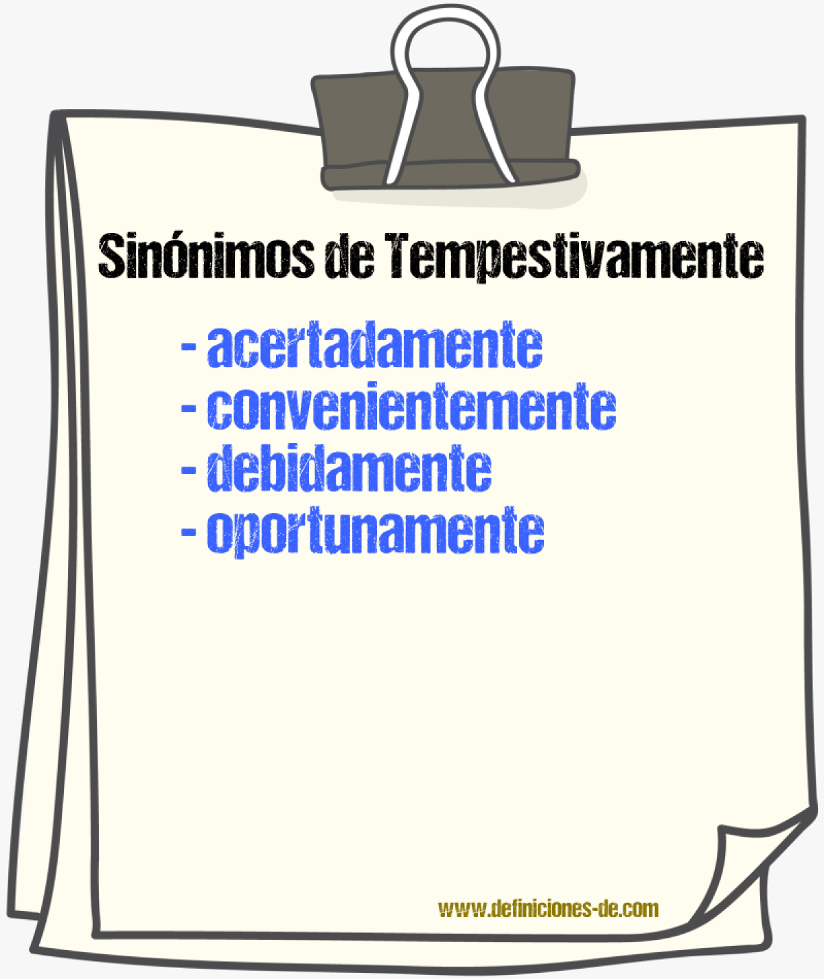 Sinnimos de tempestivamente