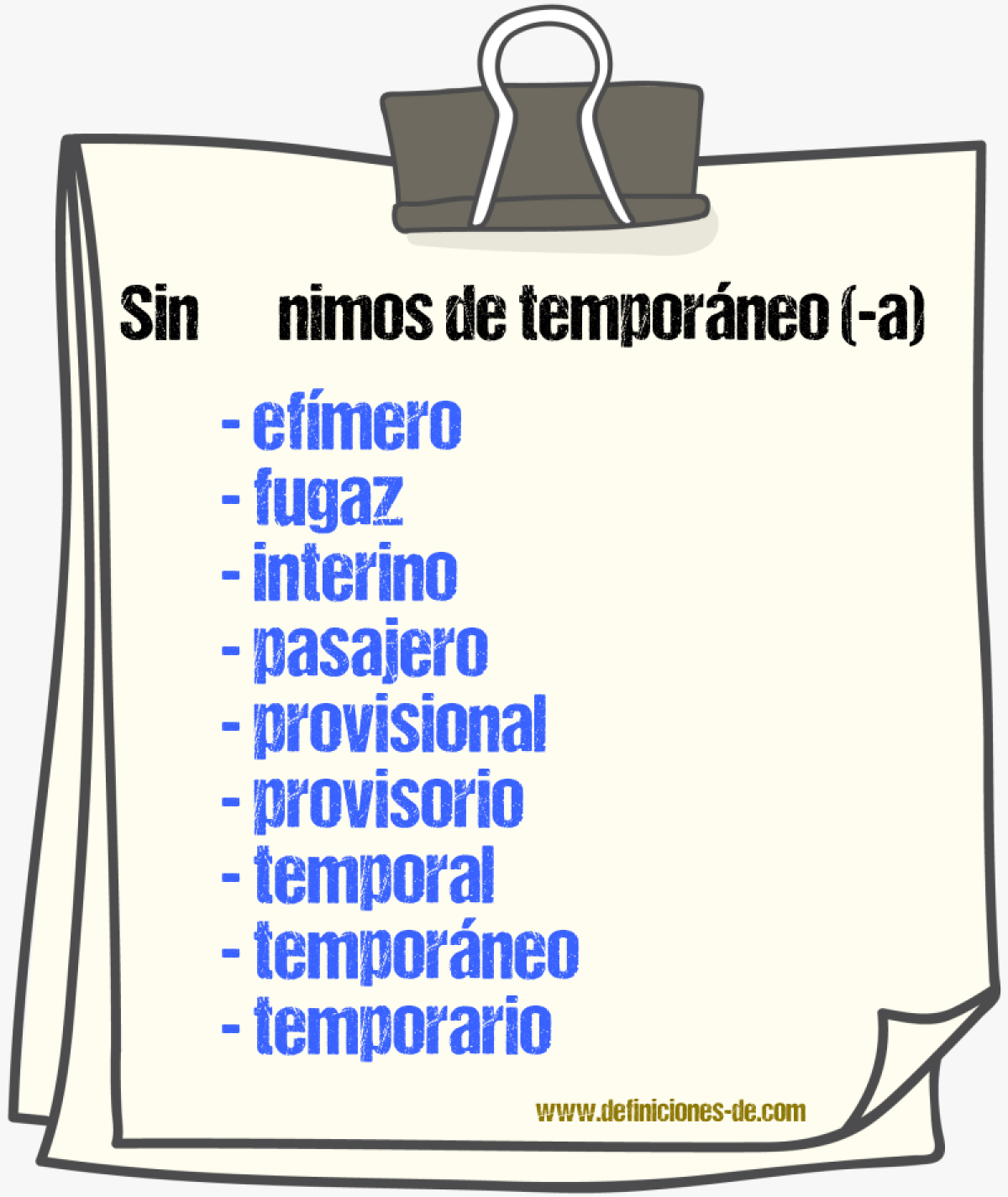 Sinnimos de temporneo