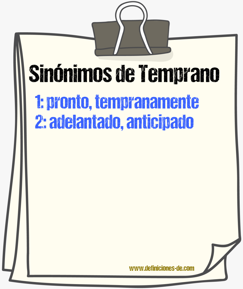 Sinnimos de temprano