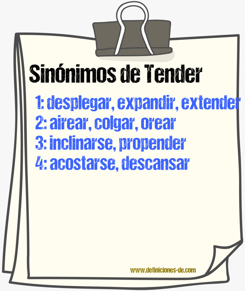 Sinnimos de tender