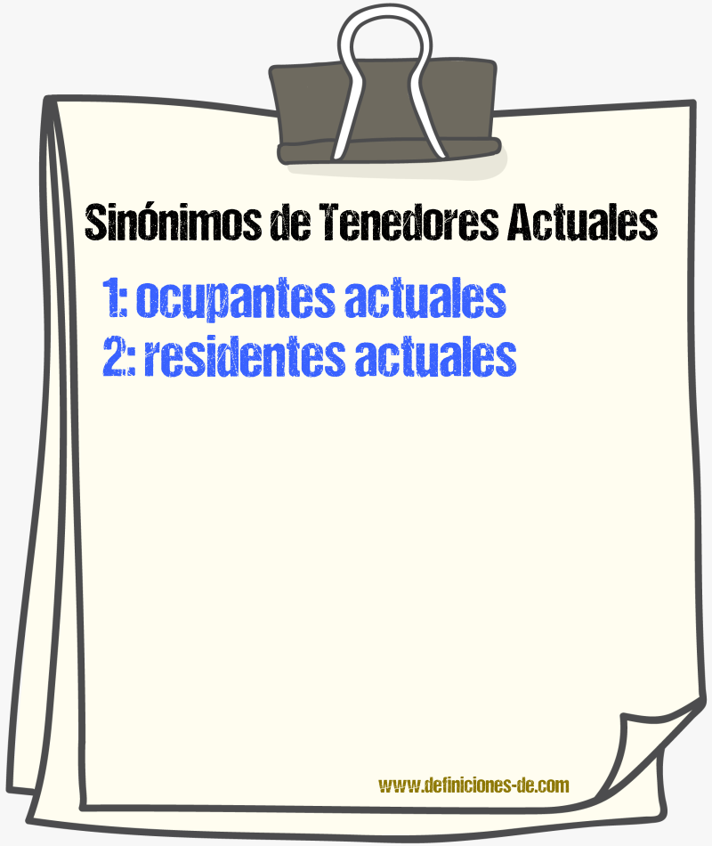 Sinónimos de tenedores actuales