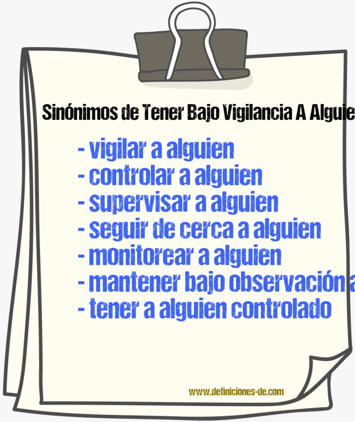 Sinónimos de tener bajo vigilancia a alguien