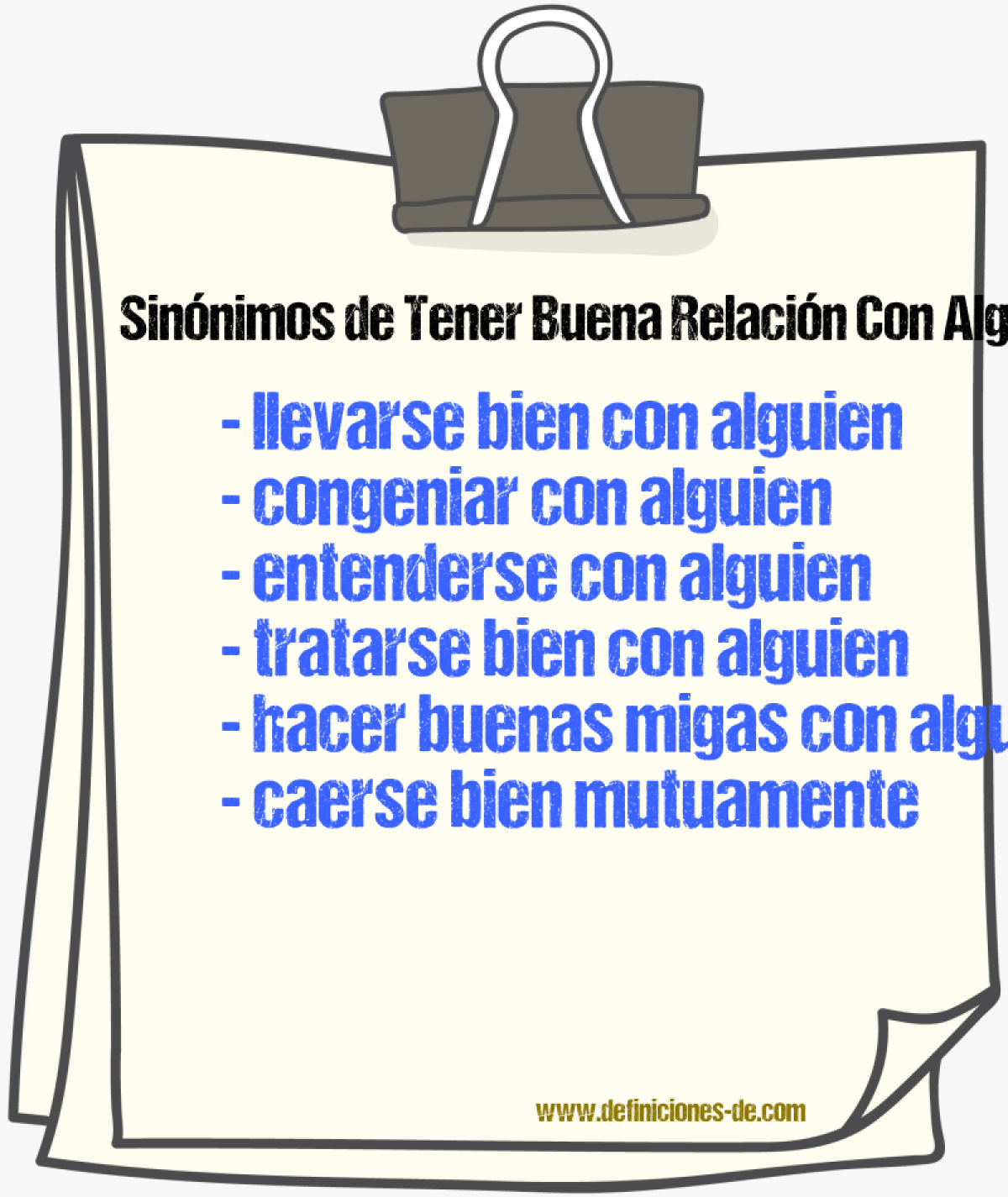 Sinónimos de tener buena relación con alguien