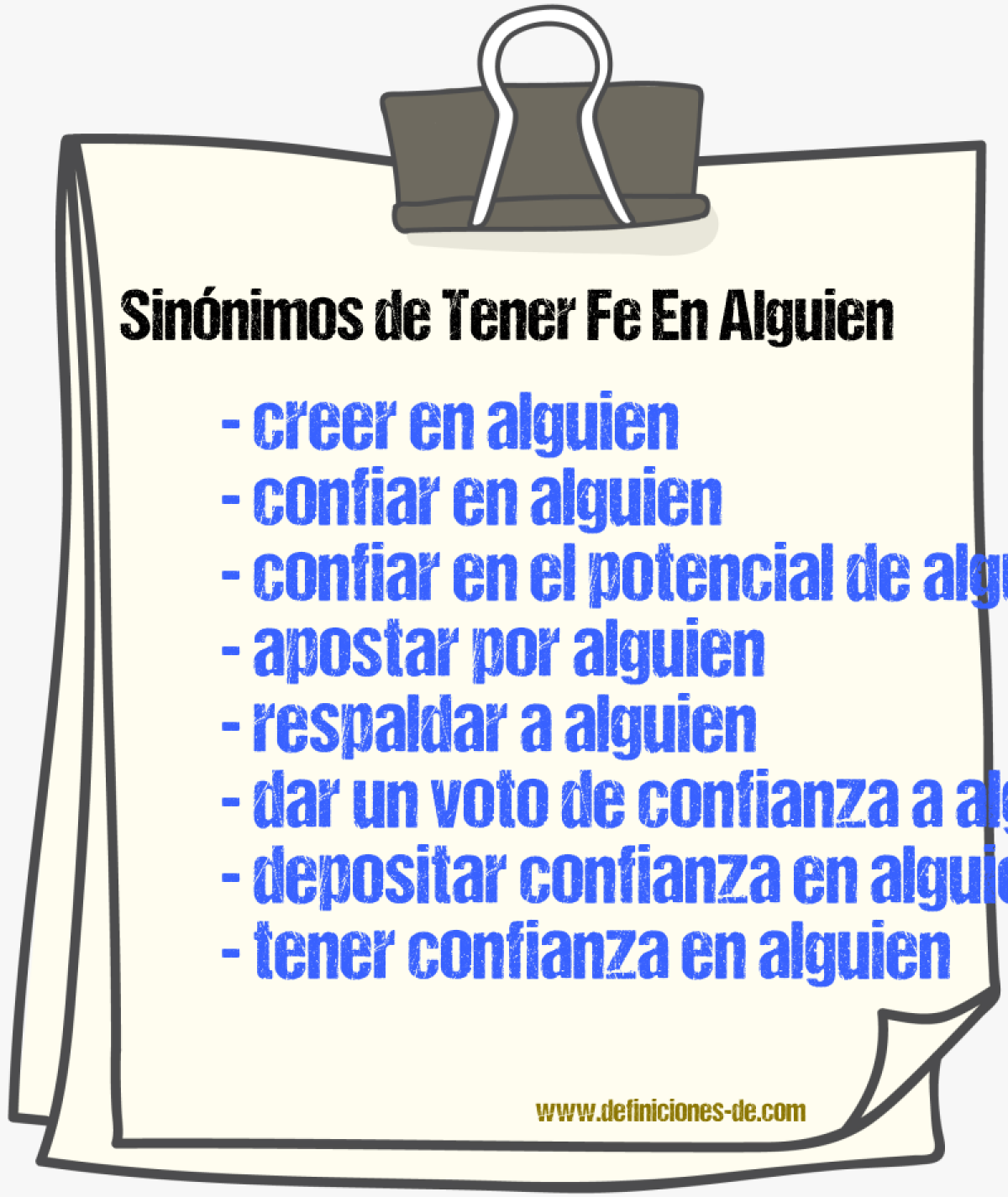 Sinónimos de tener fe en alguien