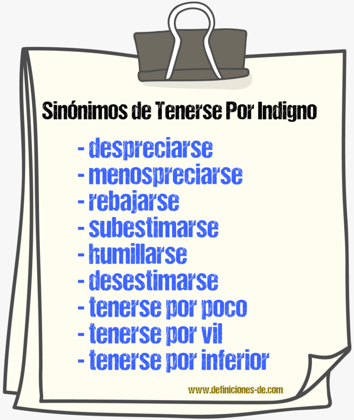 Sinónimos de tenerse por indigno