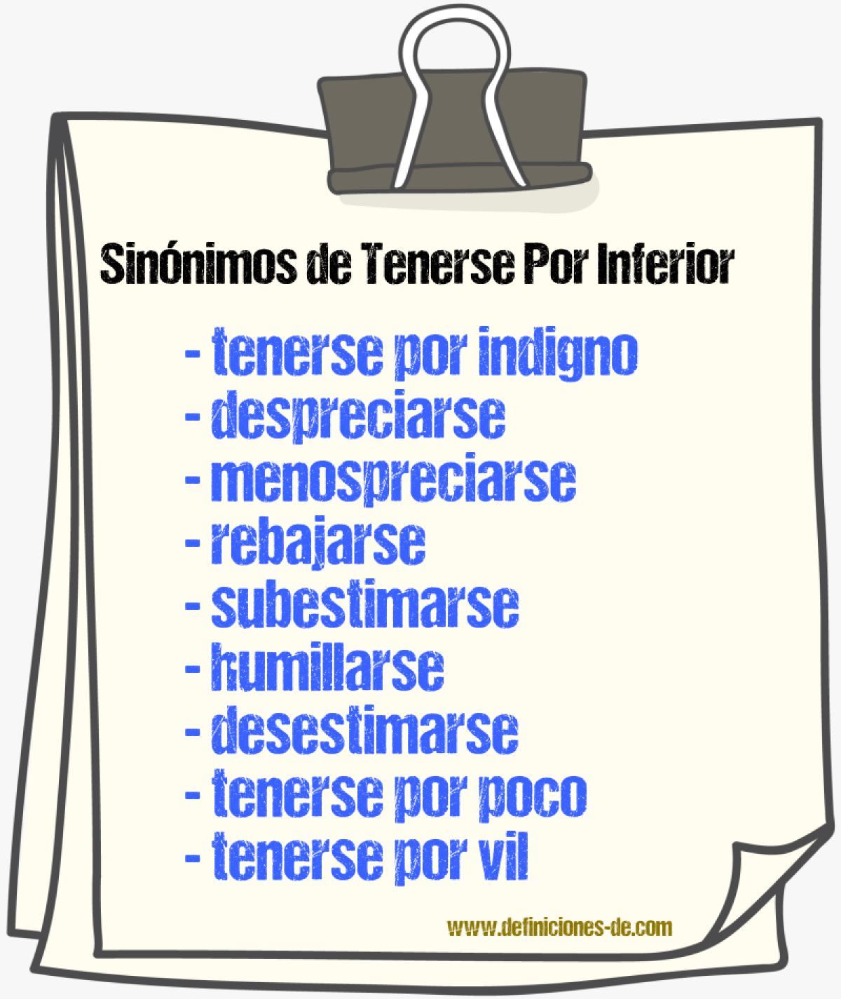 Sinónimos de tenerse por inferior