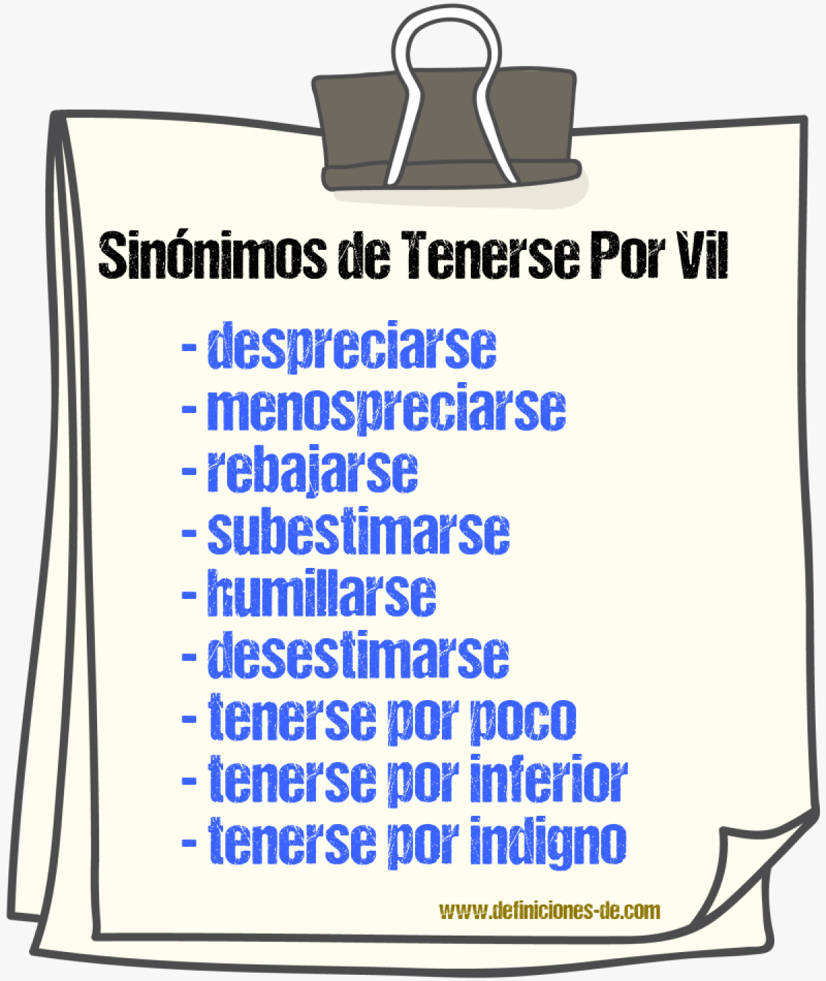 Sinónimos de tenerse por vil