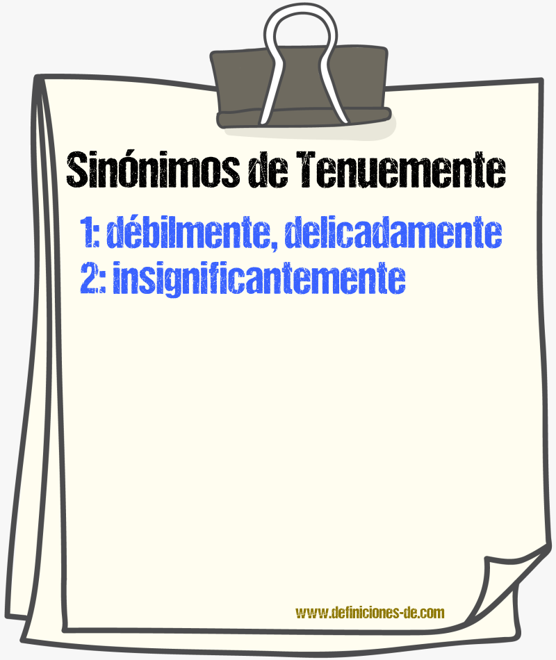 Sinnimos de tenuemente