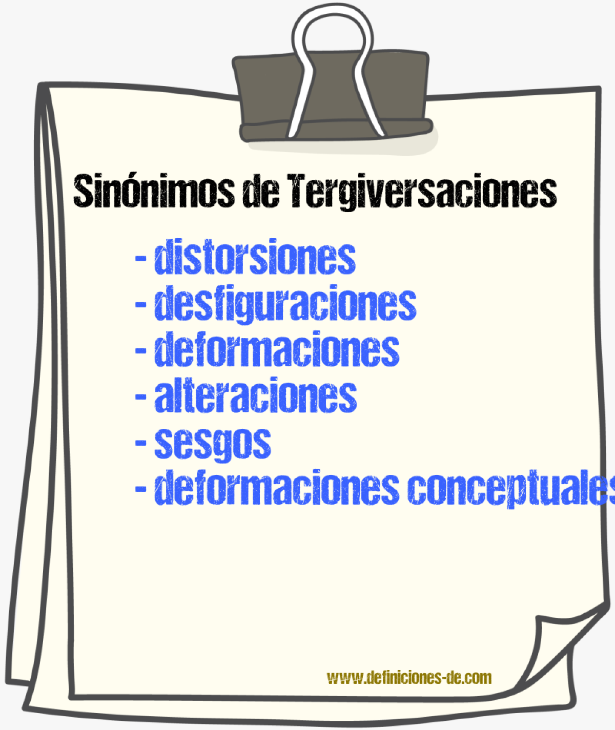 Sinónimos de tergiversaciones