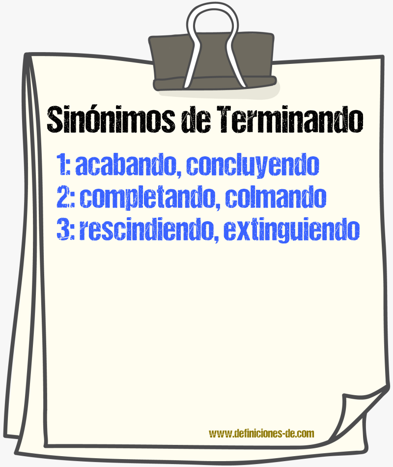 Sinónimos de terminando