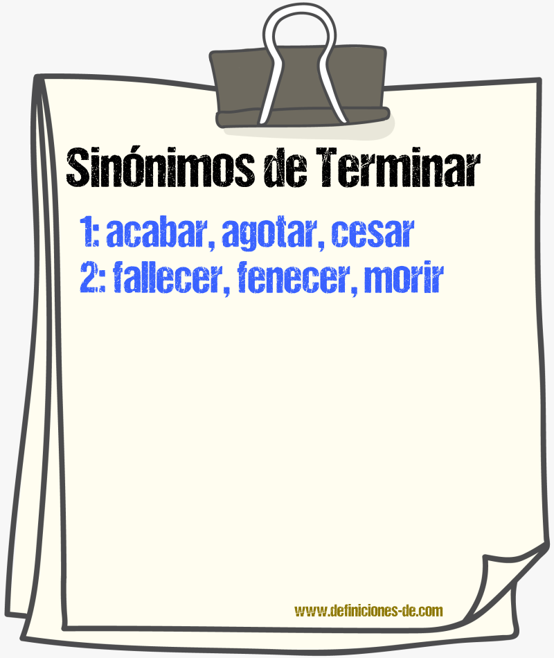 Sinnimos de terminar