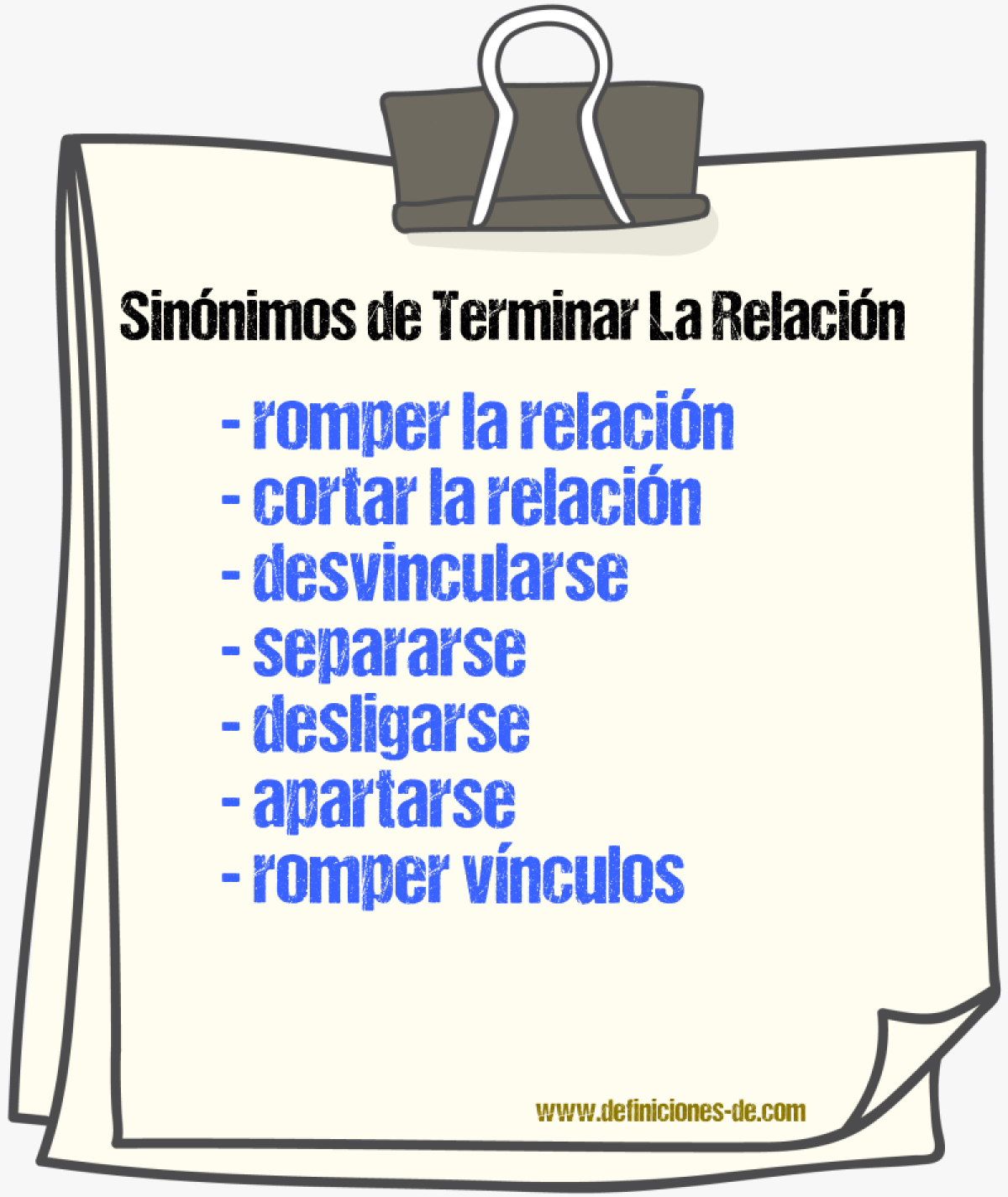 Sinónimos de terminar la relación