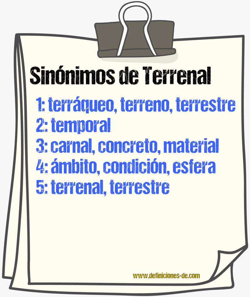 Sinnimos de terrenal