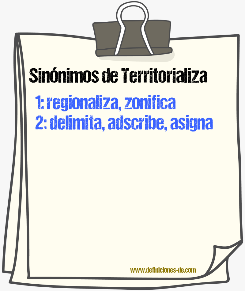 Sinónimos de territorializa