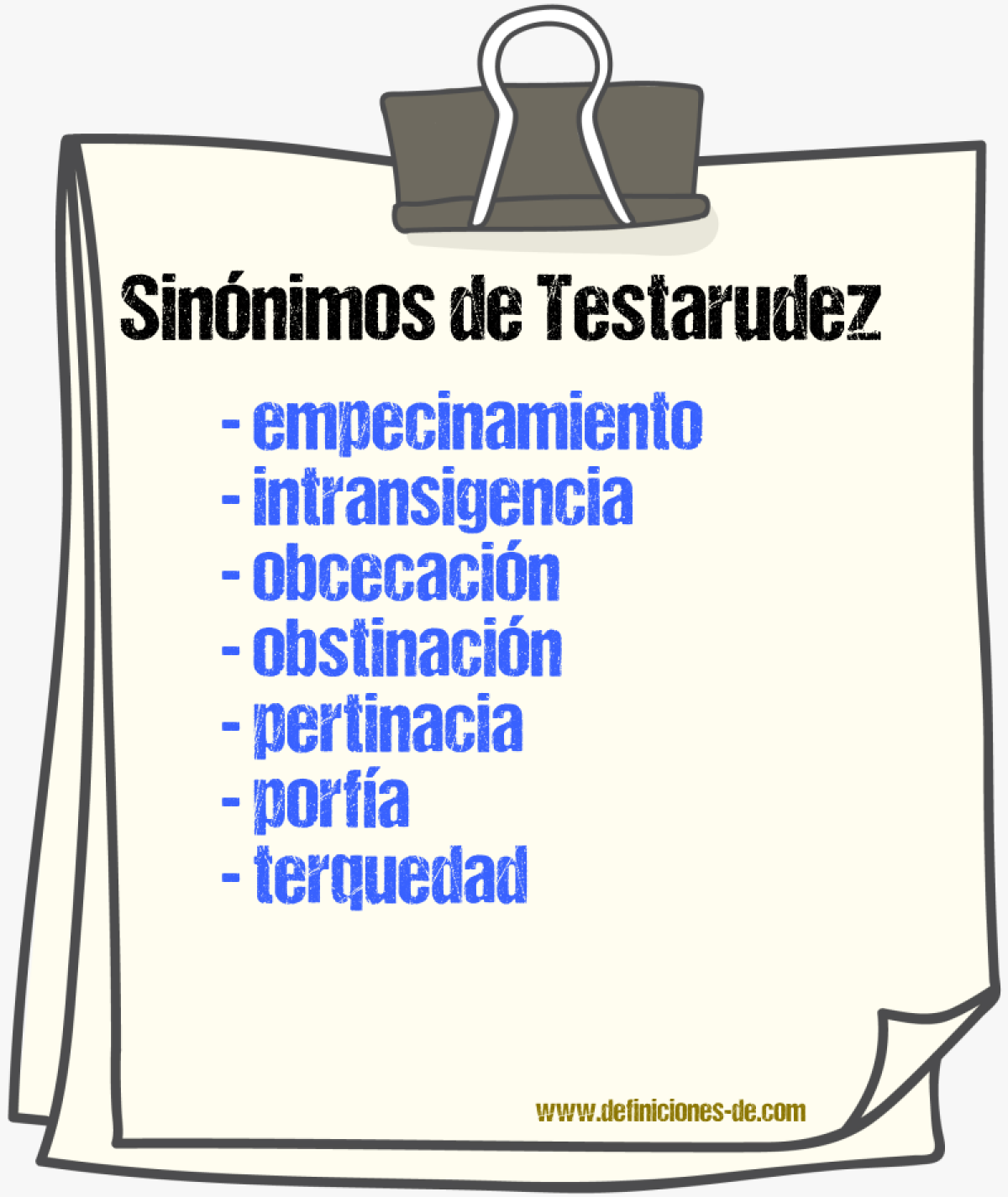 Sinnimos de testarudez