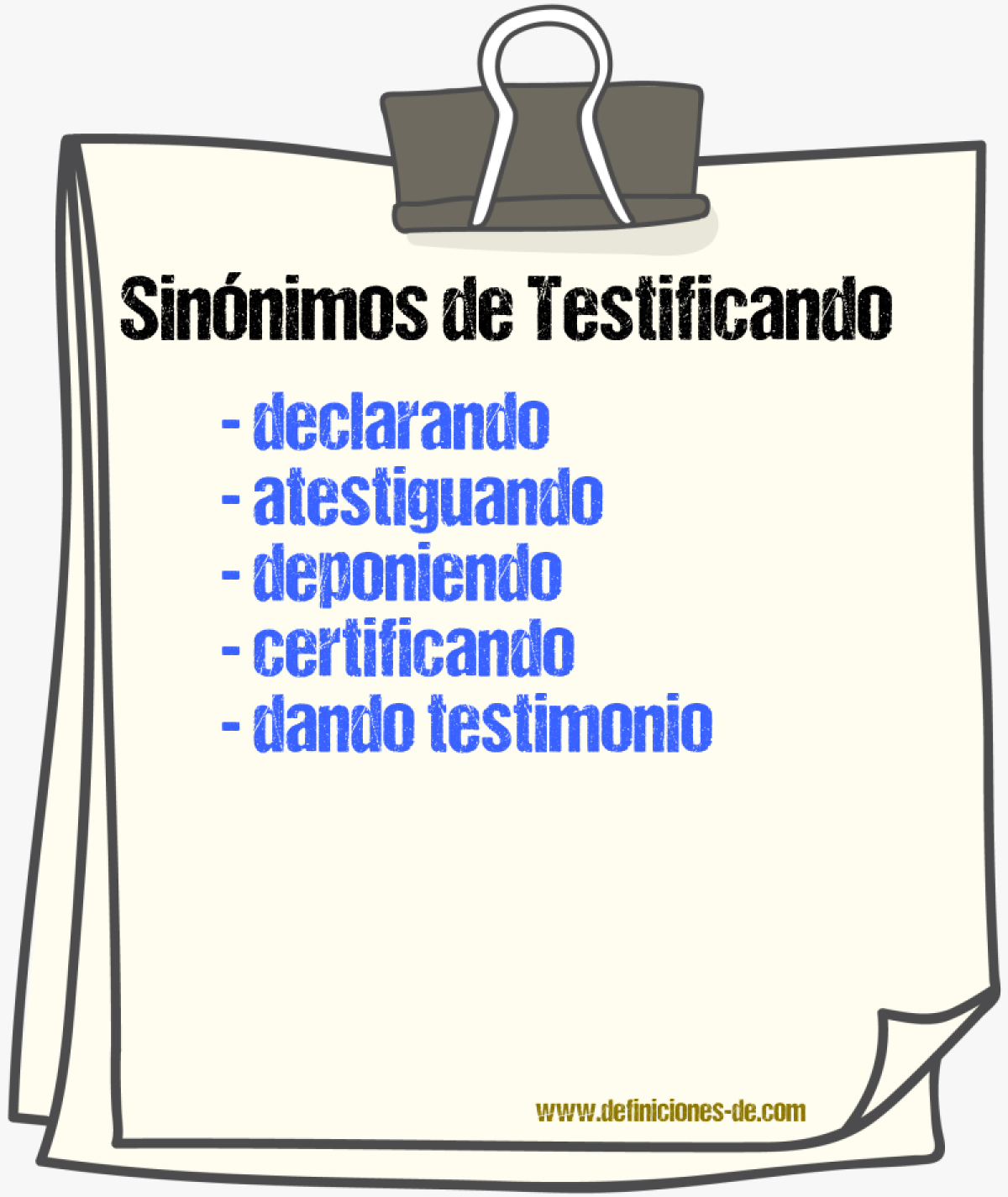 Sinónimos de testificando