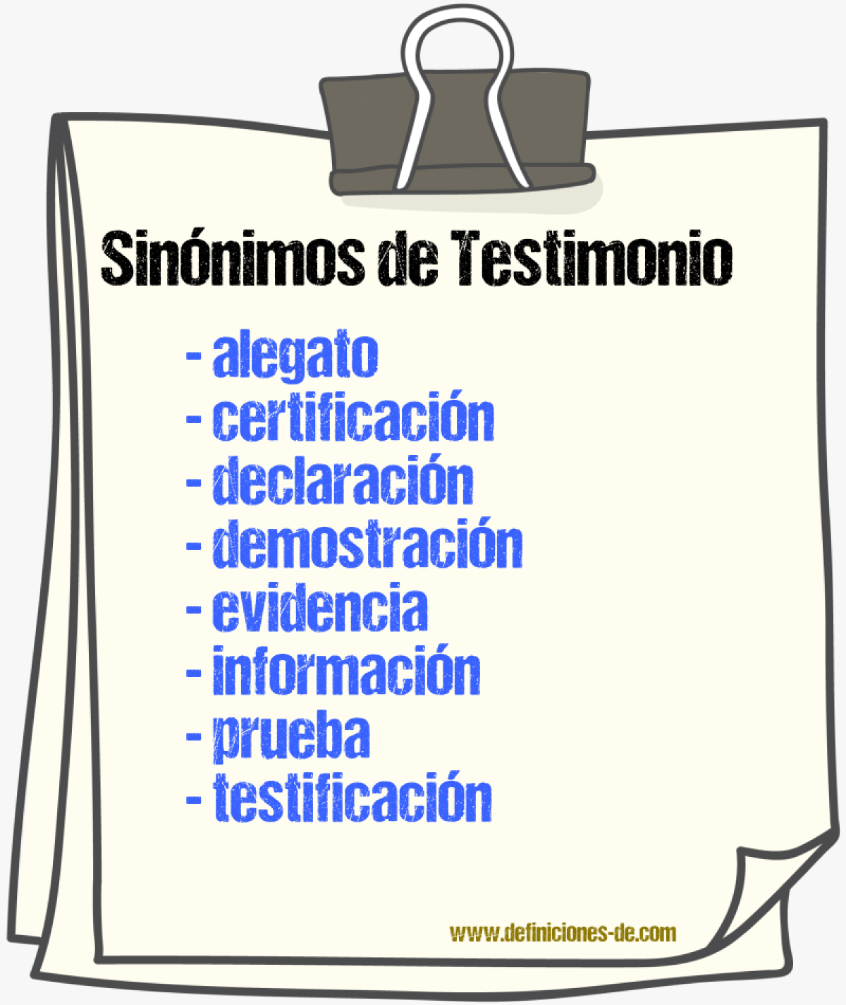 Sinnimos de testimonio