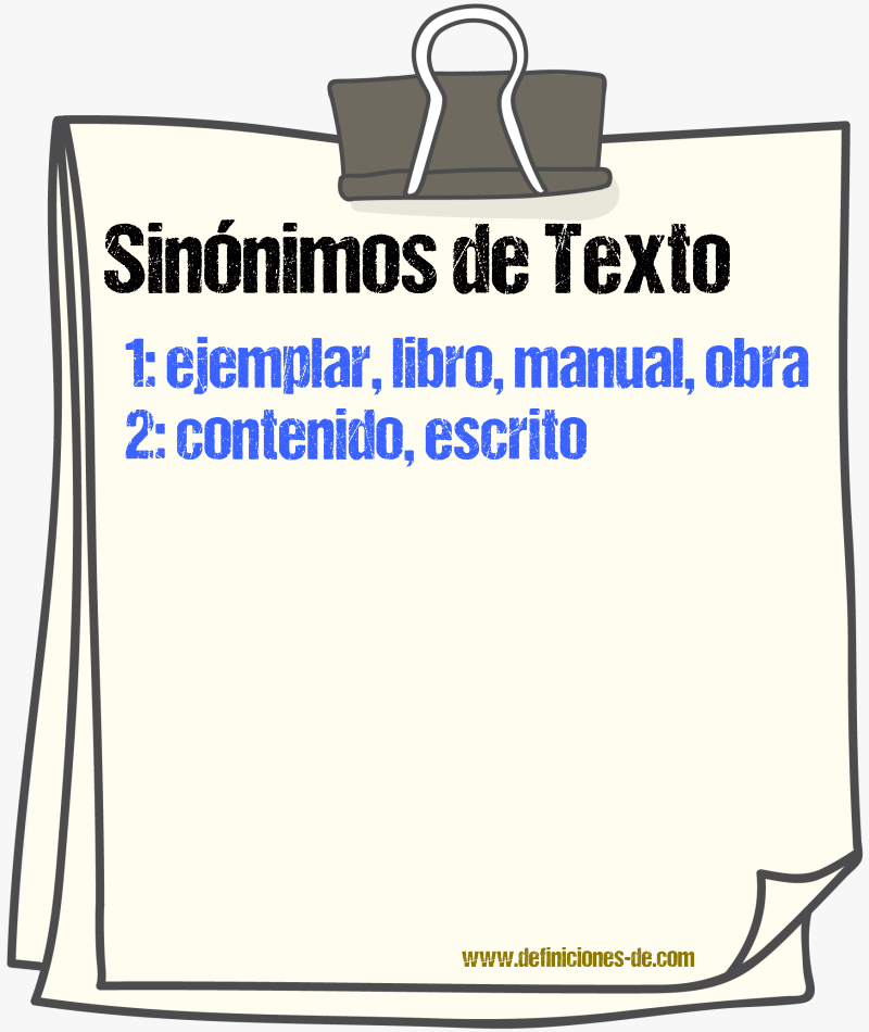 Sinnimos de texto