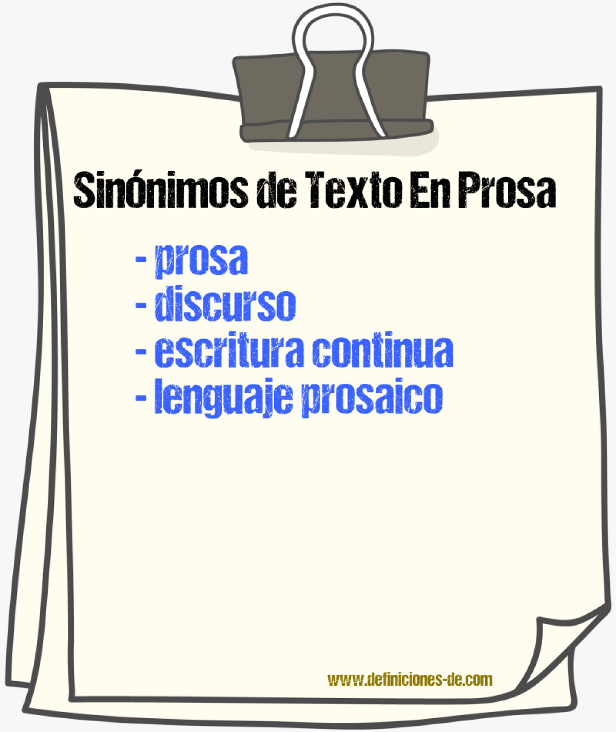 Sinónimos de texto en prosa