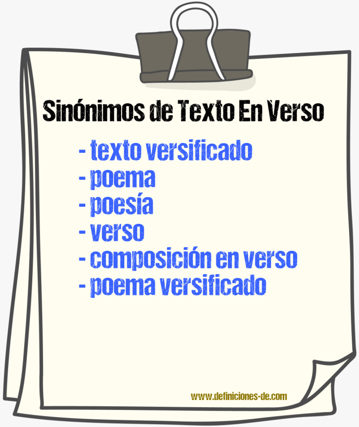 Sinónimos de texto en verso