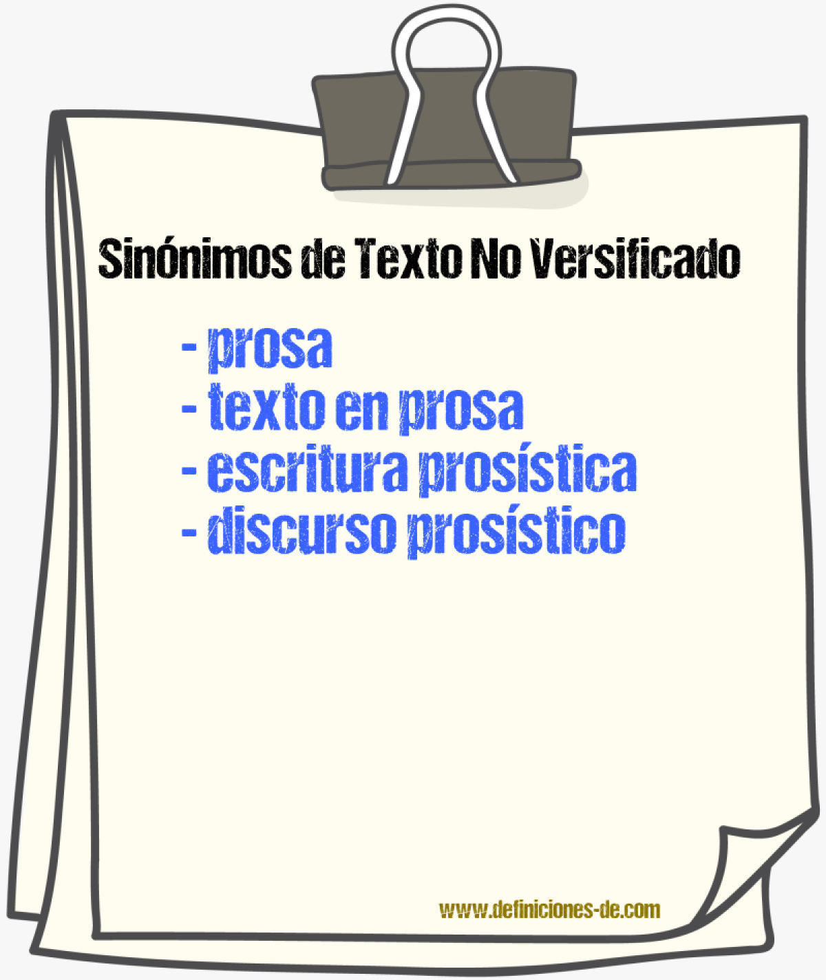 Sinónimos de texto no versificado