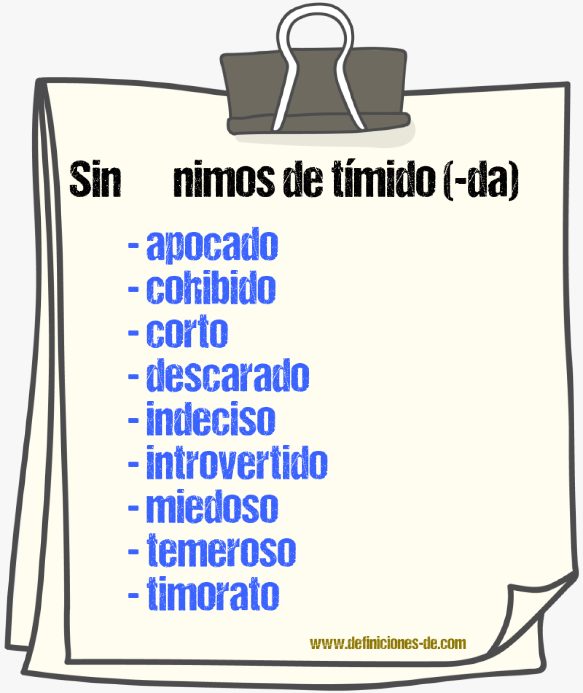 Sinnimos de tmido