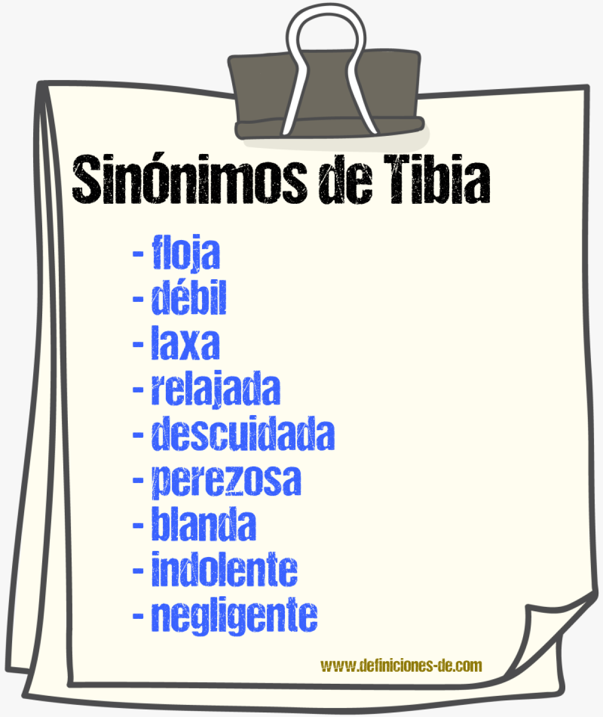 Sinónimos de tibia
