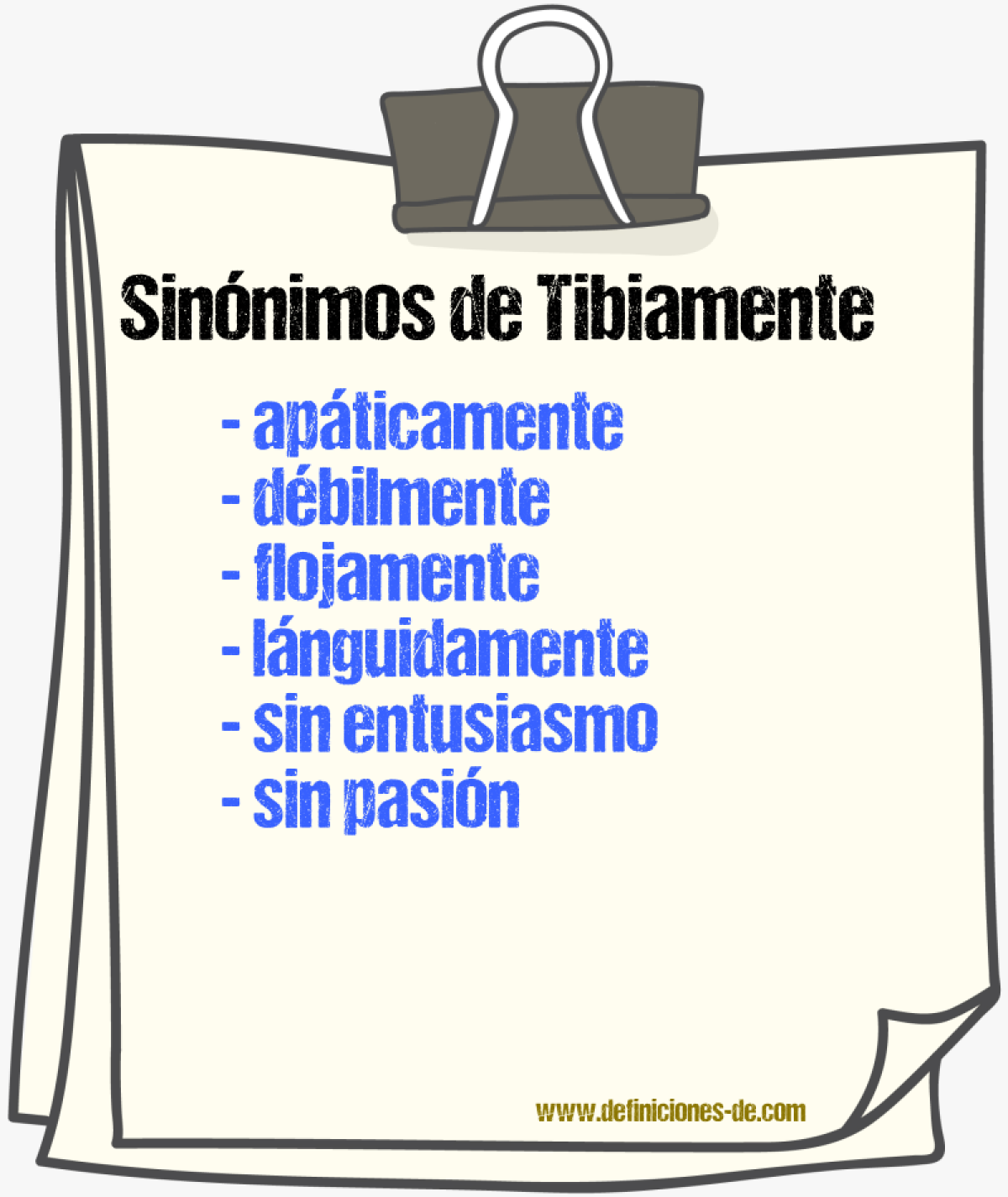 Sinnimos de tibiamente