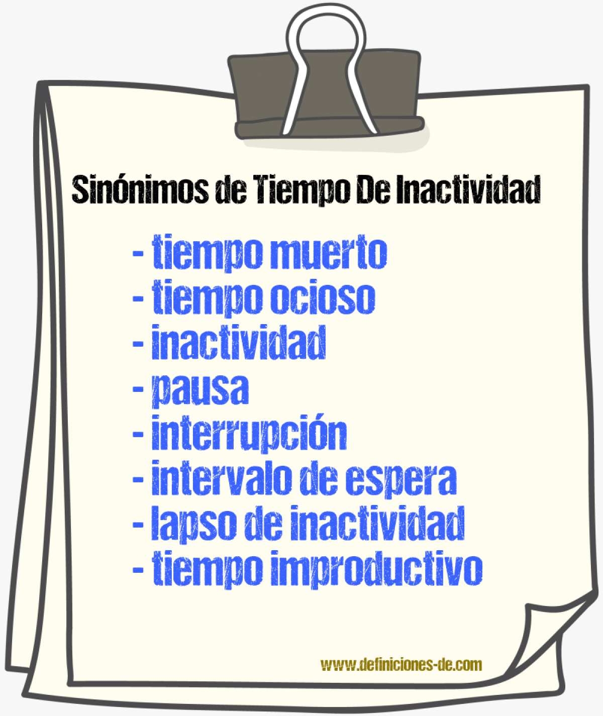Sinónimos de tiempo de inactividad