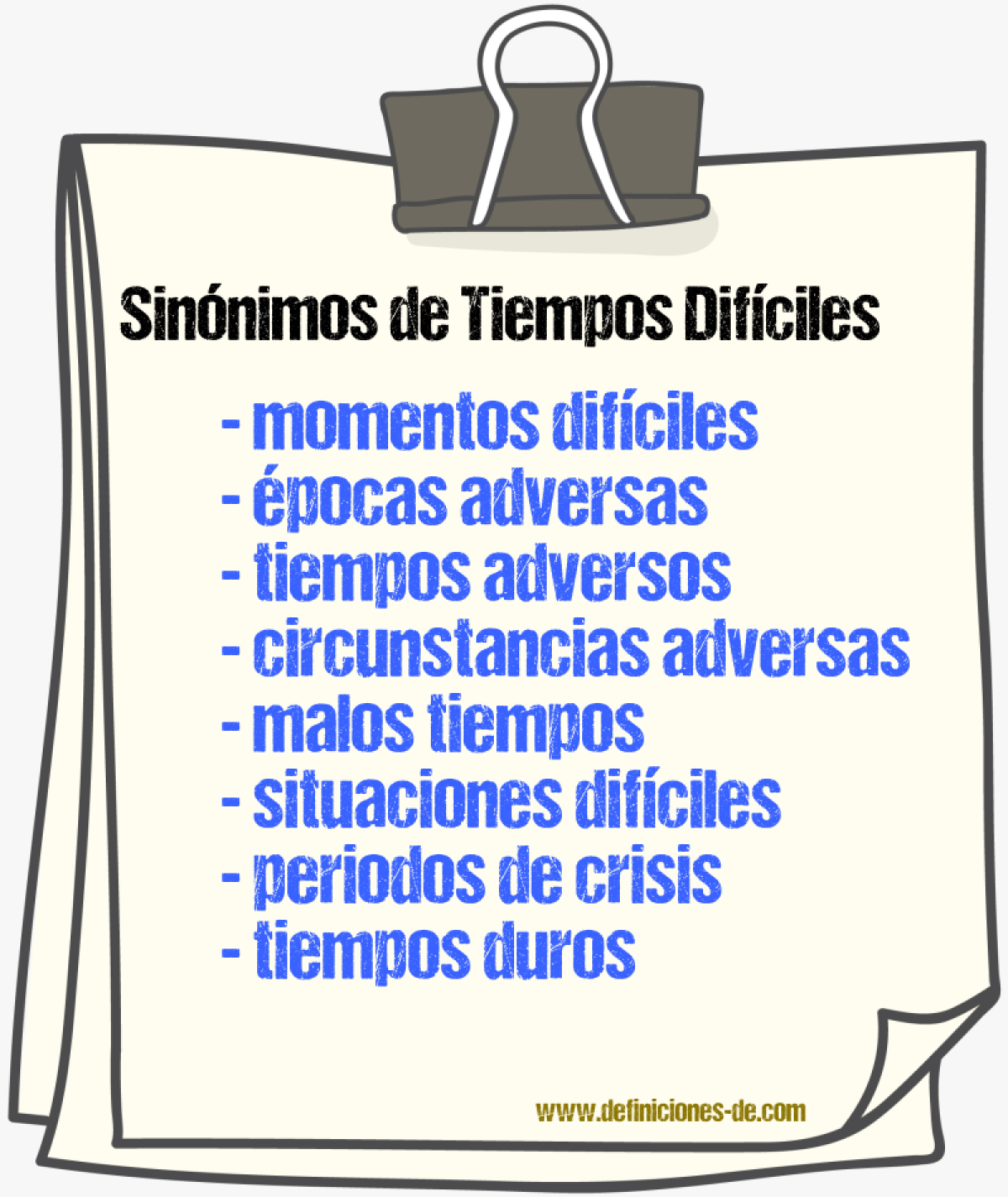 Sinónimos de tiempos difíciles