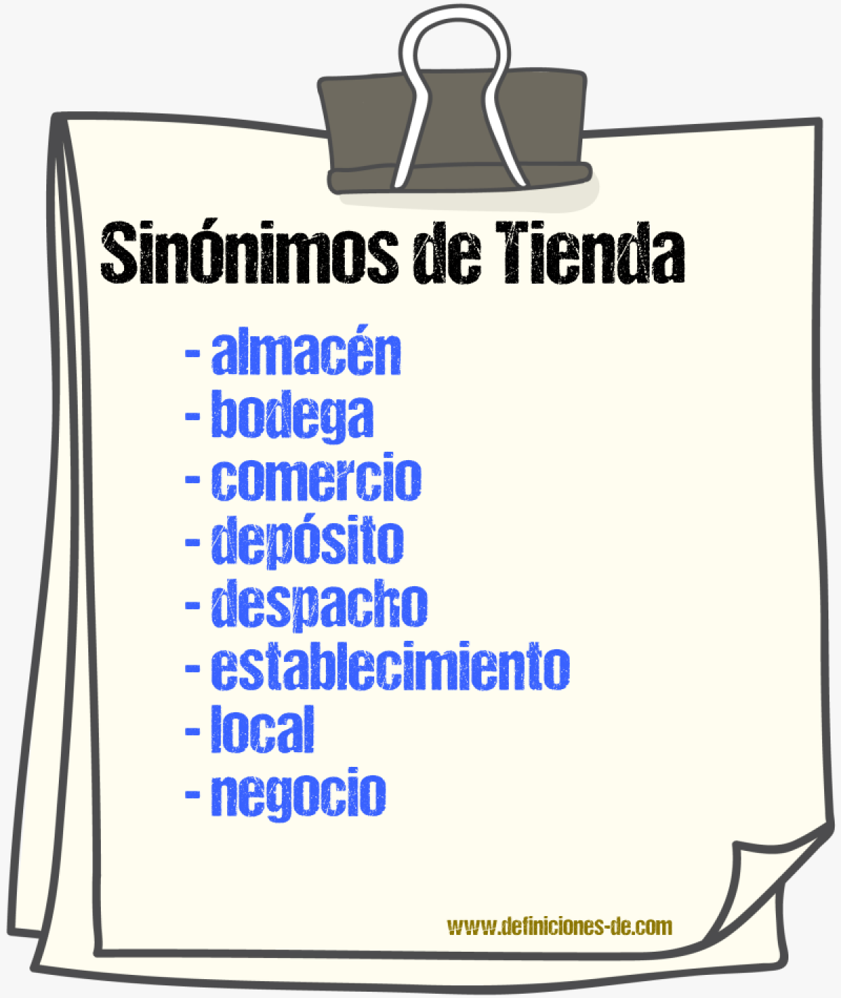 Sinnimos de tienda