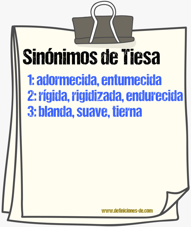 Sinónimos de tiesa