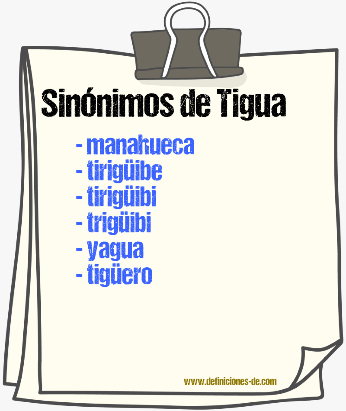 Sinnimos de tigua