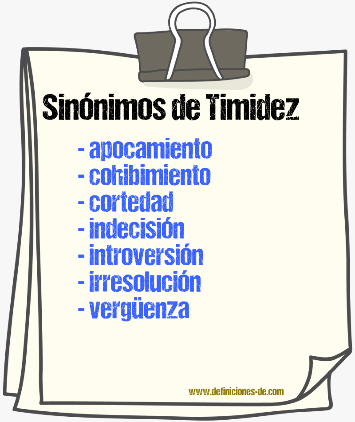 Sinnimos de timidez