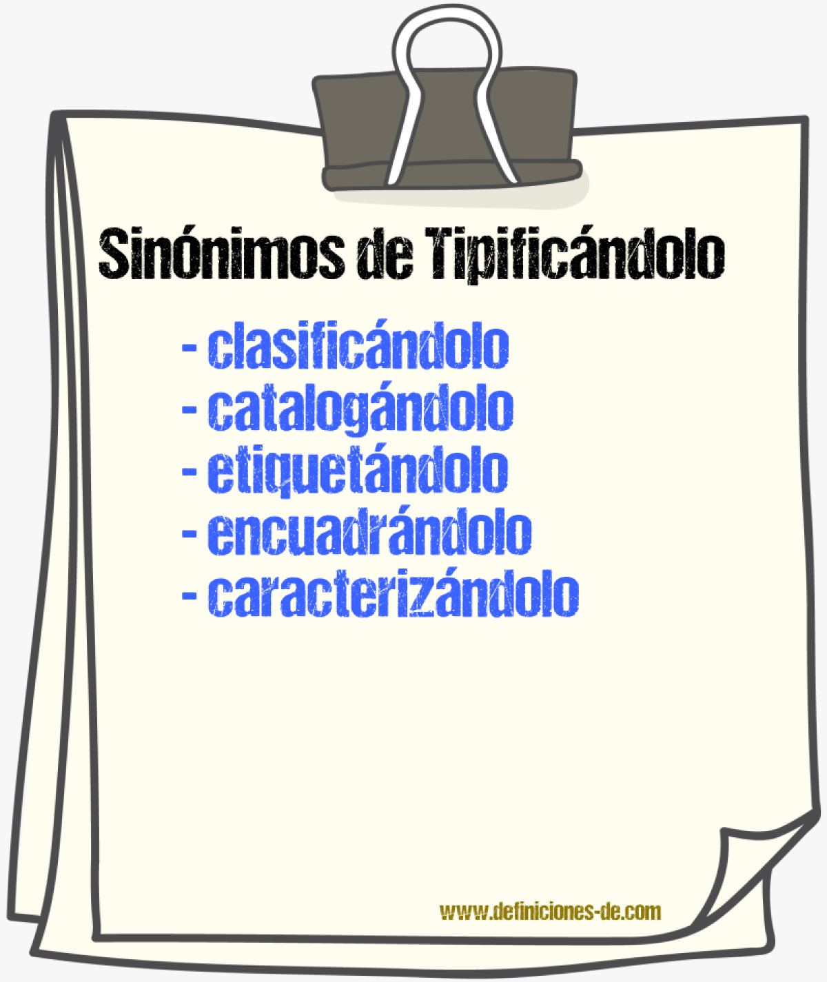 Sinónimos de tipificándolo