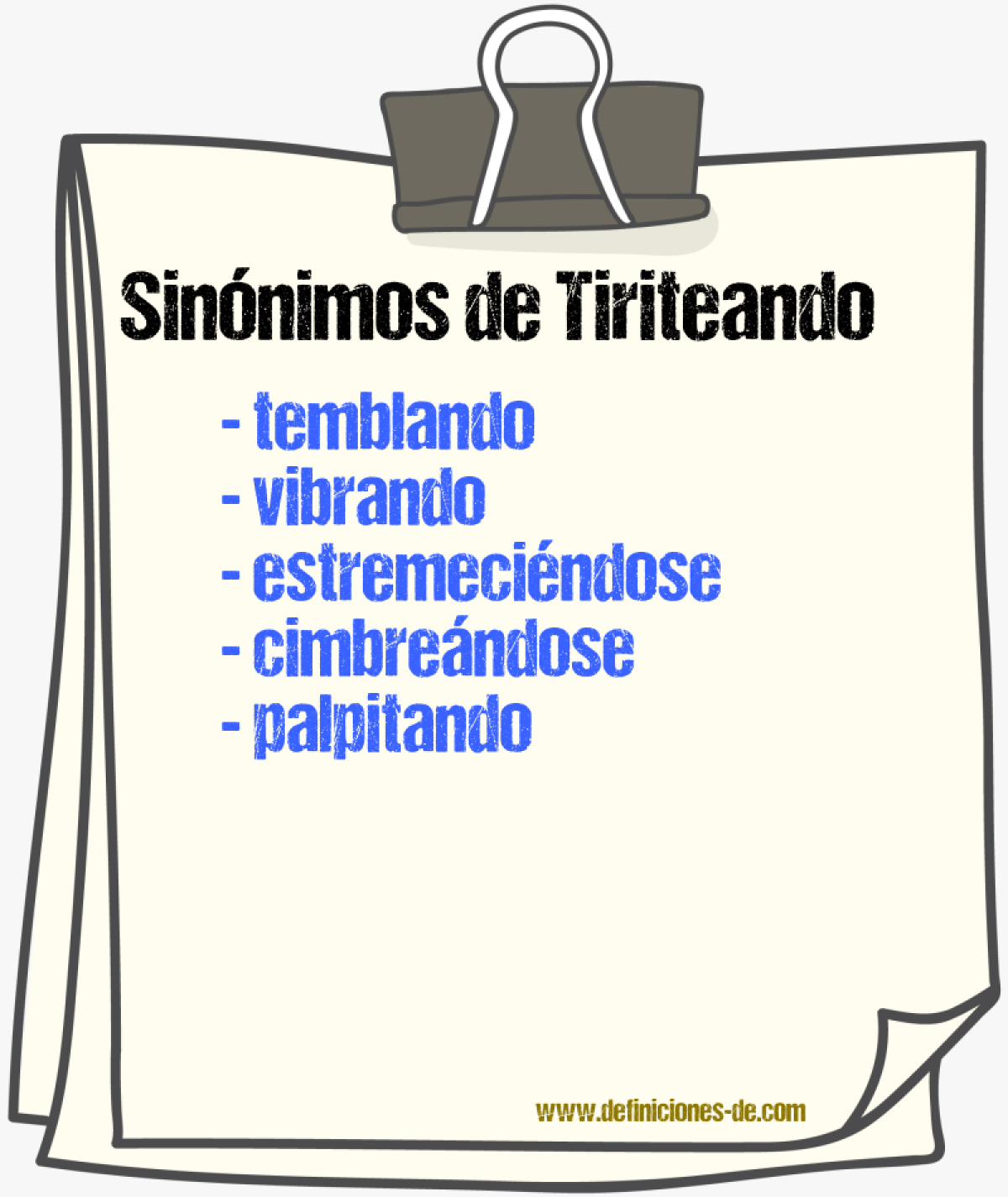 Sinónimos de tiriteando