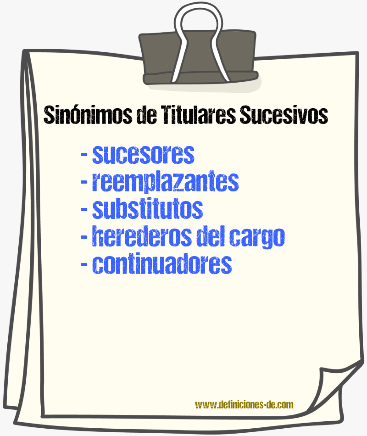 Sinónimos de titulares sucesivos