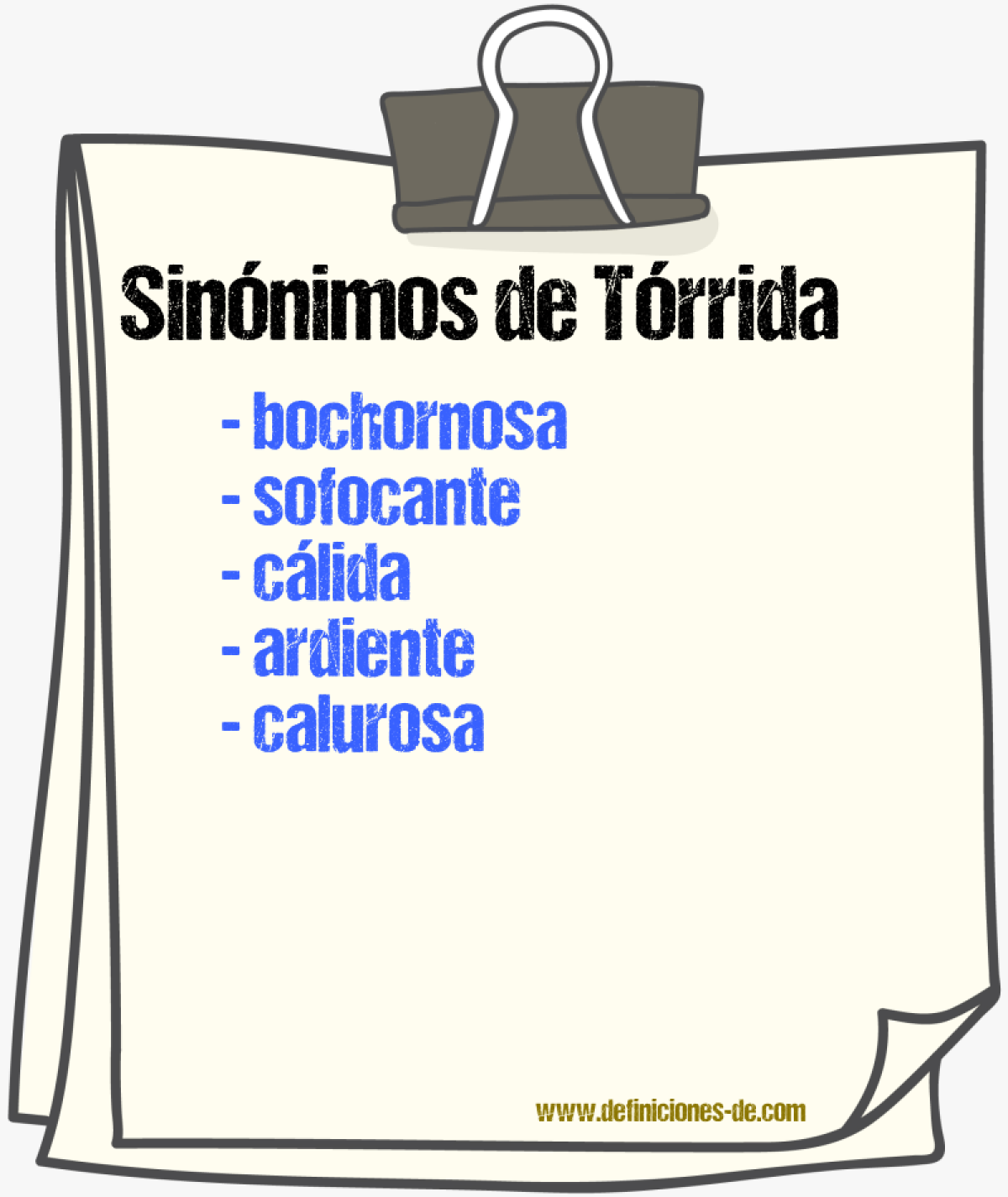 Sinónimos de tórrida