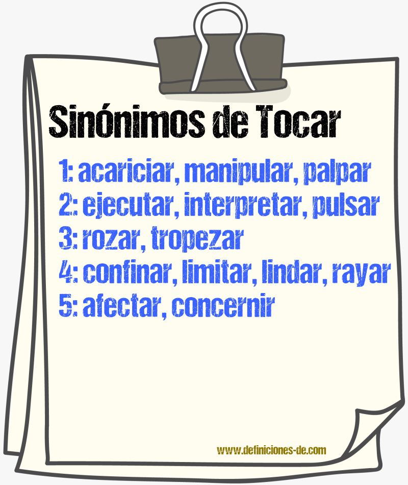 Sinnimos de tocar