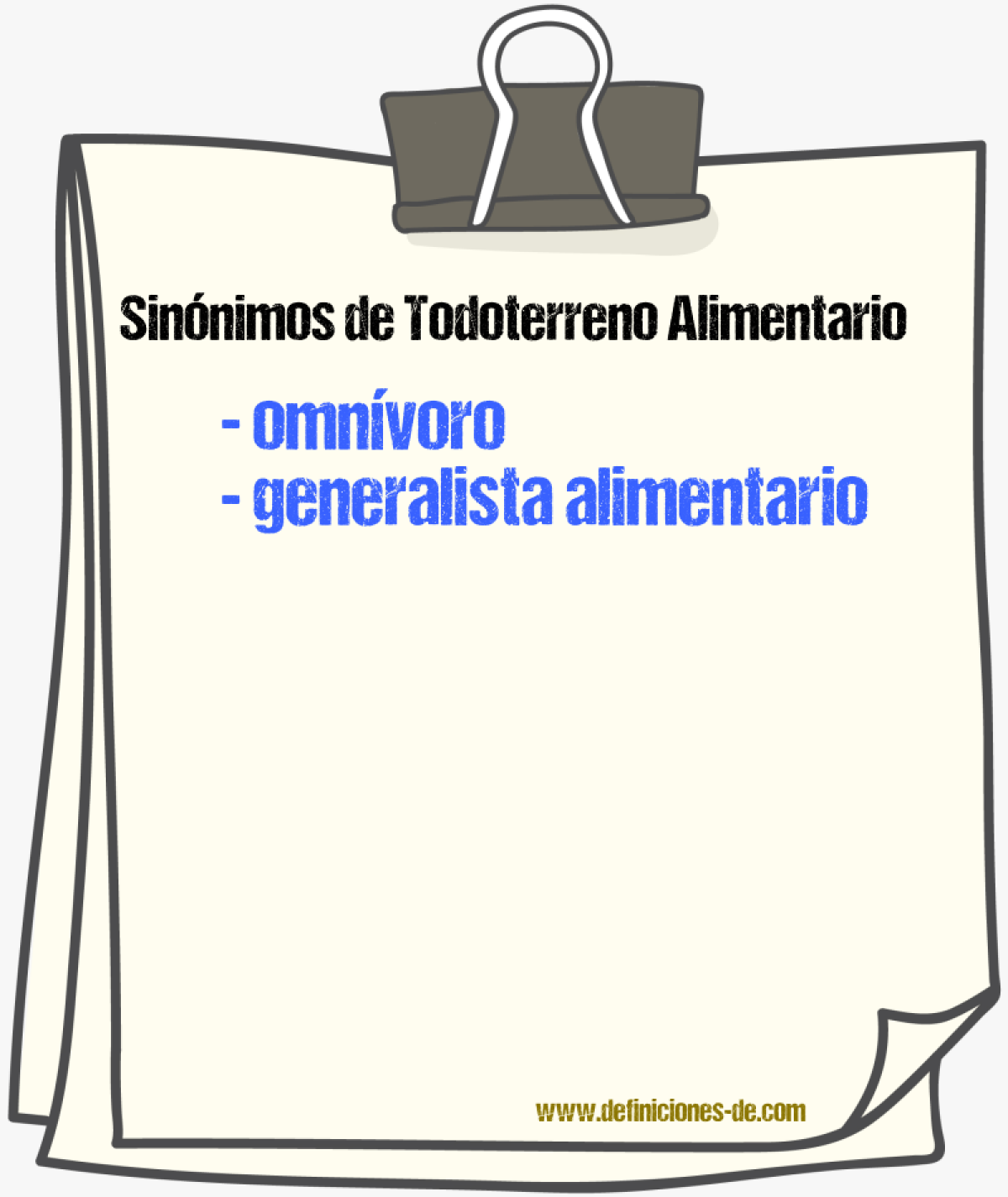 Sinónimos de todoterreno alimentario