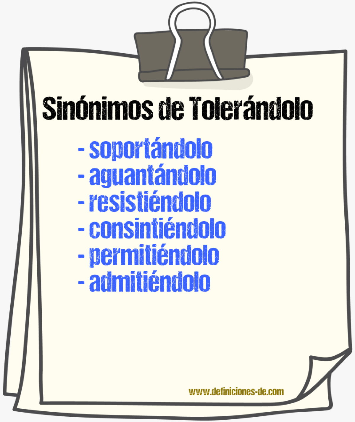 Sinónimos de tolerándolo