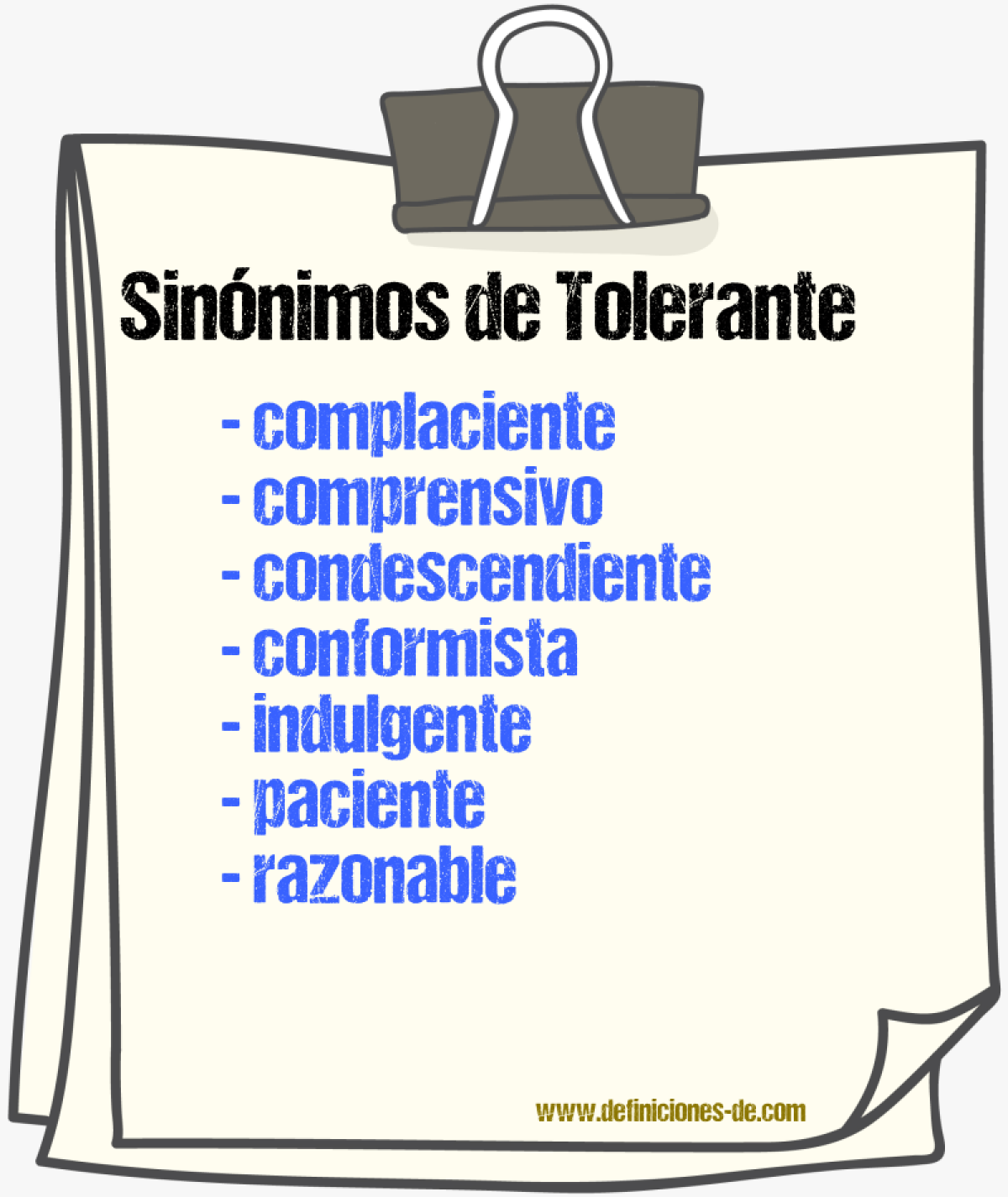 Sinnimos de tolerante