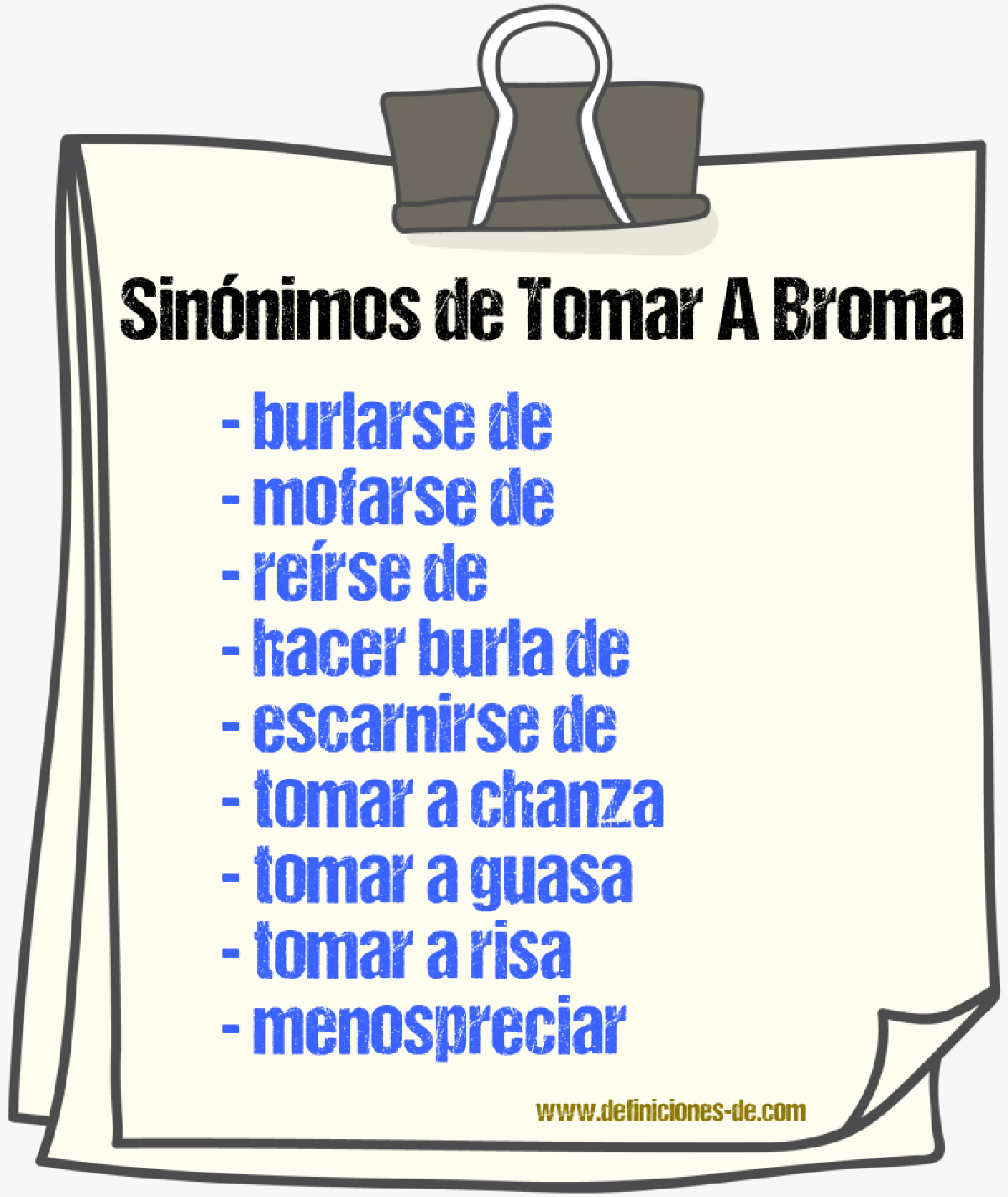 Sinónimos de tomar a broma
